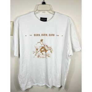 ZACH BRYAN 2023 Burn Tour T Shirt White XLarge Rodeo Cowboy Print Concert‎ Merch